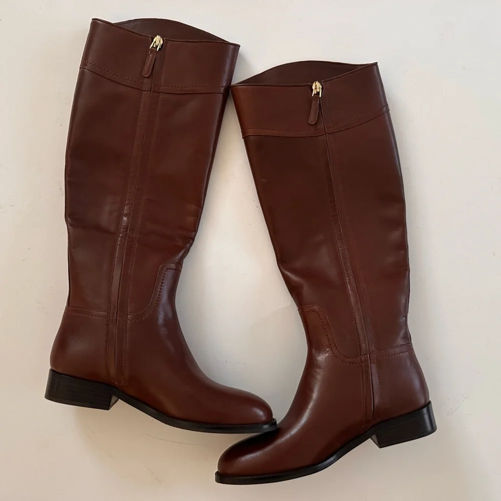Tory Burch Brown Leather Junction Riding Boots